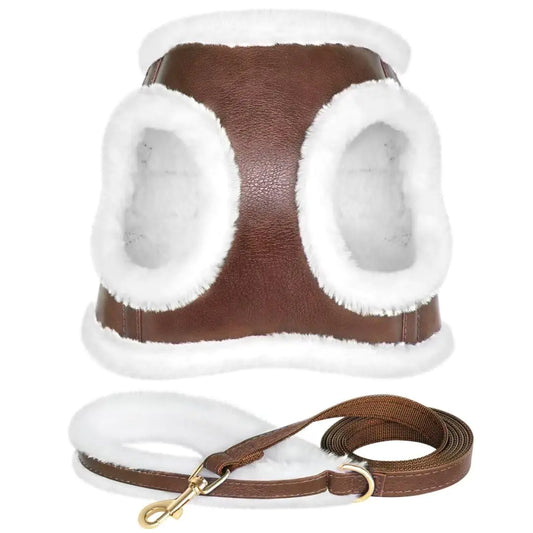 Beirui Cozy Leather Harness & Leash Set